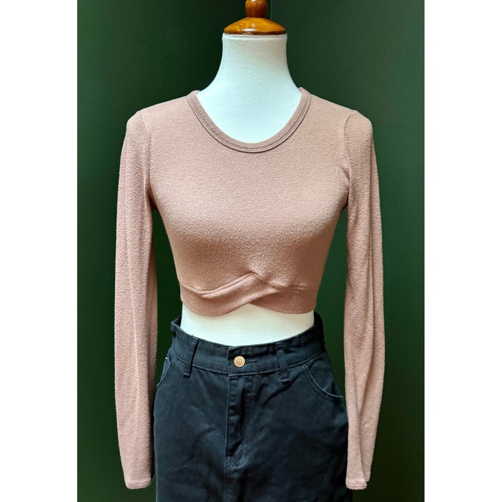 Altar'd State Long Sleeve Criss Cross Front Crop Top Women's Size M